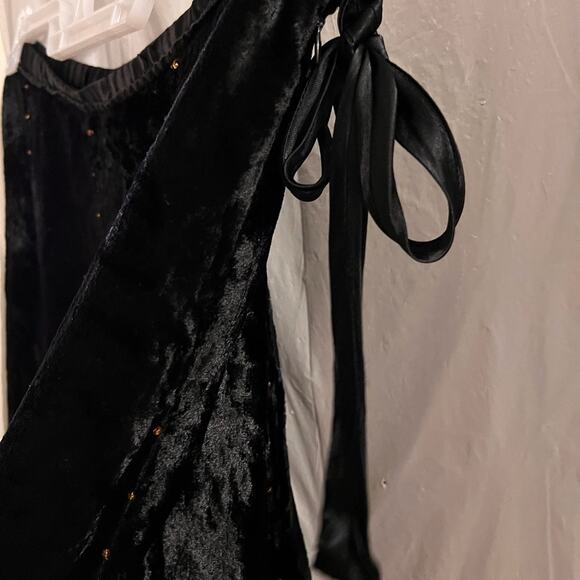 Forbidden vintage black velvet and satin beaded and sequins maxi skirt size xl - Picture 4 of 11